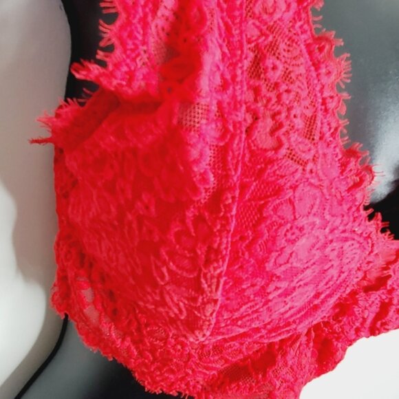 Aerie Lace Padded Red Longline Lounge Bralette M - Picture 2 of 5